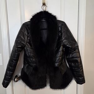 Black Faux Fur Trimmed Jacket